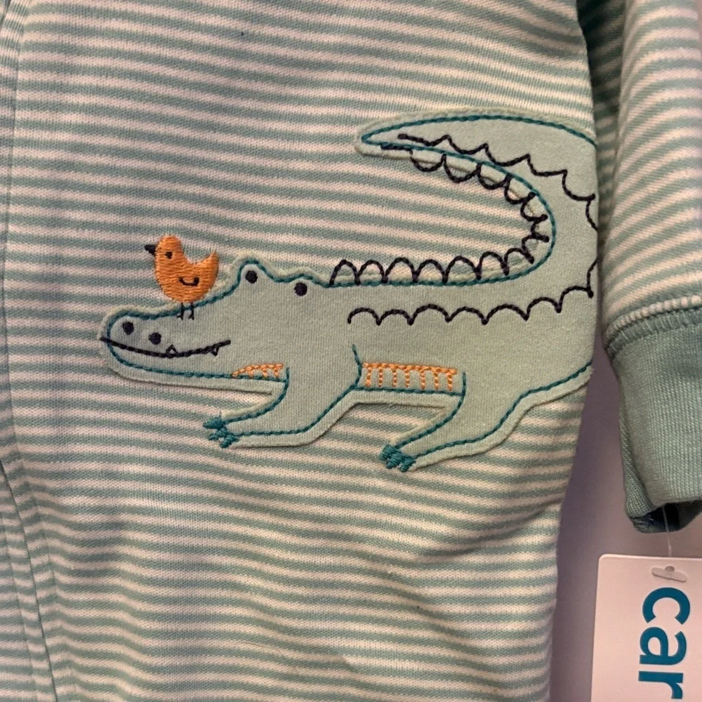 Carter's Mint Striped Alligator Footie